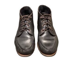 Timberland Womens 7.5 Black Leather Moc Toe Chukka Lace Up Ankle Boots Lug Sole